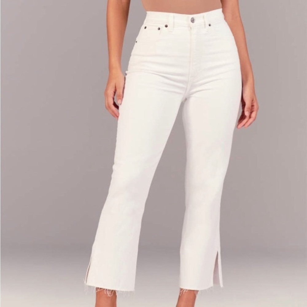 Abercrombie White Simone High Rise Ankle Flare Jeans